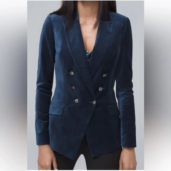 White House Black Market Navy Velvet Blazer - Picture 13 of 13